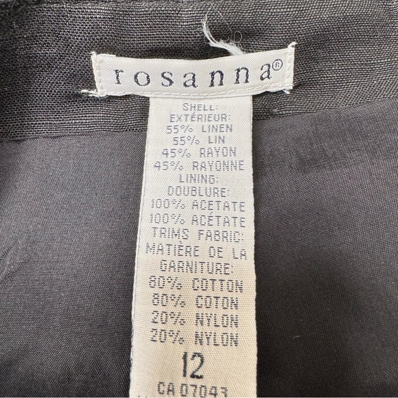 Rosanna Black High Rise Linen Cotton Cropped Pants Size 12 - Picture 8 of 12